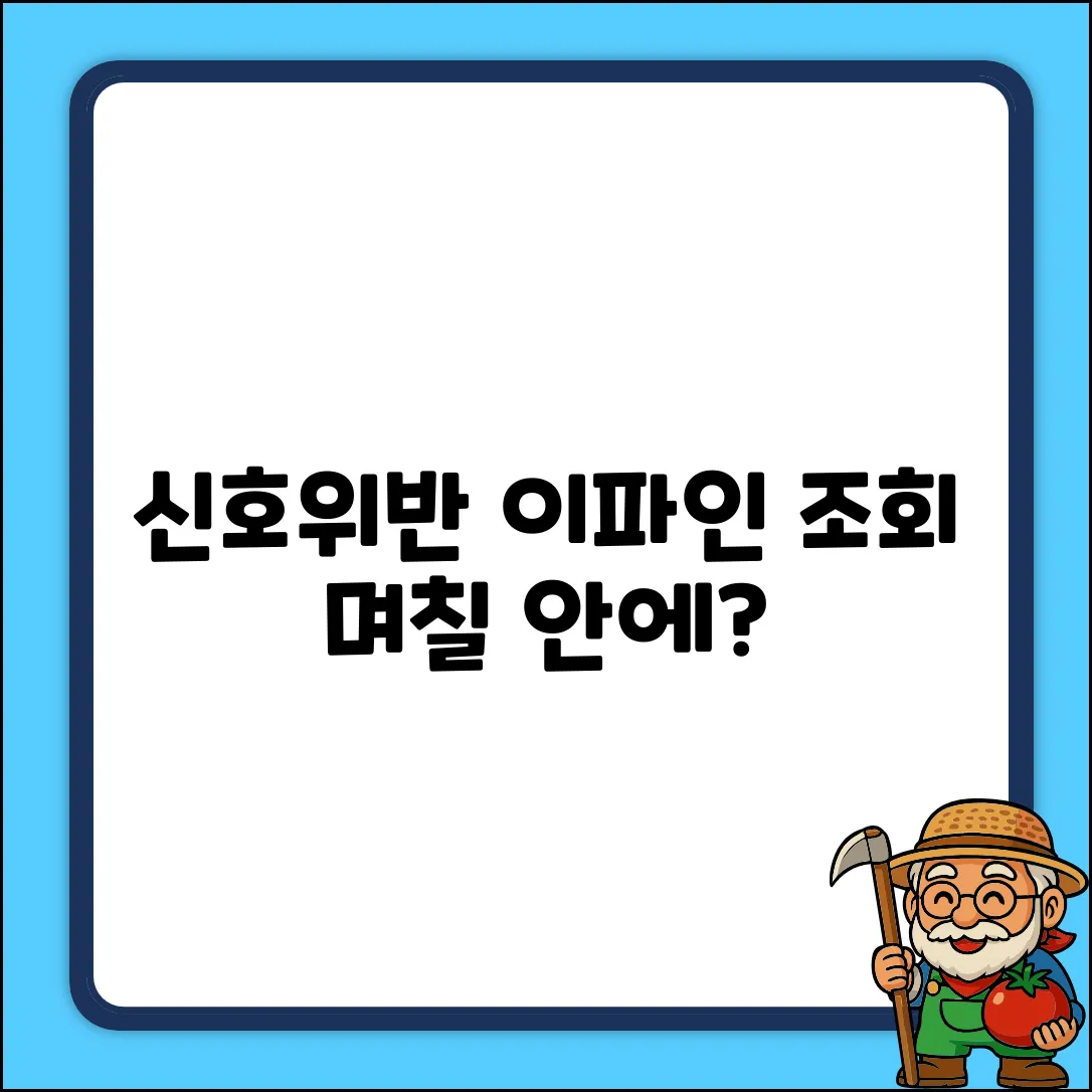 신호위반? 이파인 확인, 며칠 안에?