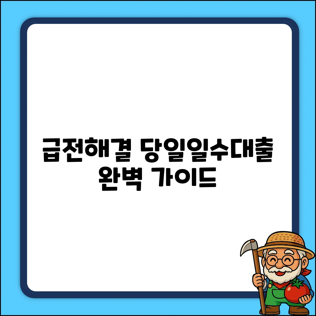 ✅ 당일일수대출 완벽 가이드: 급전 해결 마스터